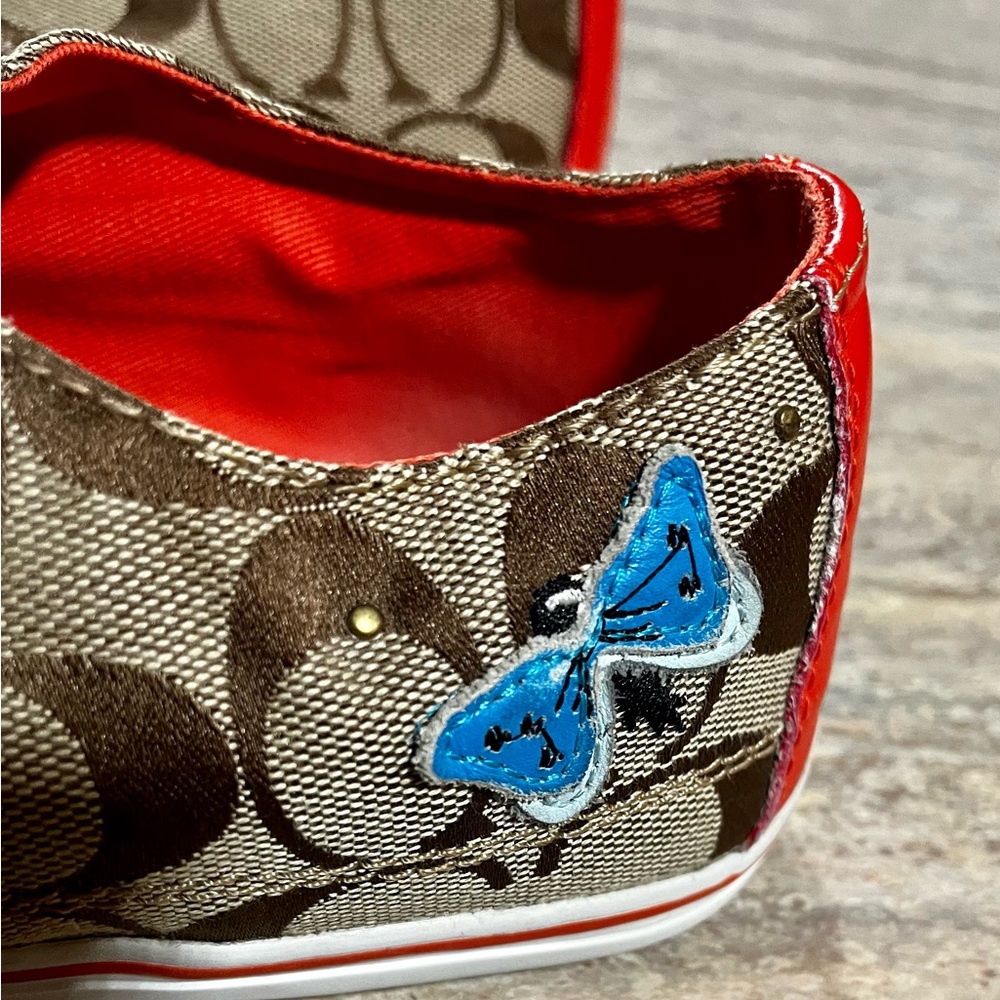 Coach Brown and Red Women's Sneakers - Picture 9 of 16
